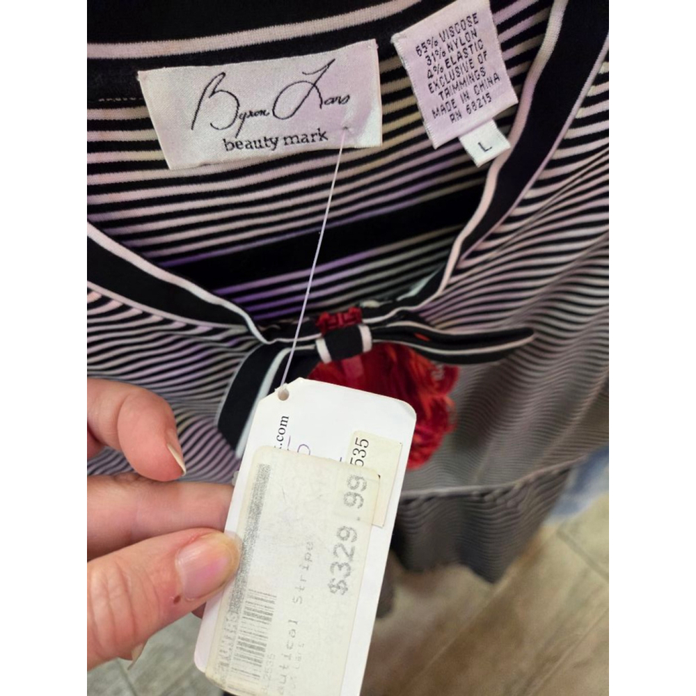 Women's Byron Lars Beauty Mark Striped Dress Size L - Picture 3 of 6